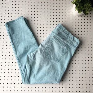 GAP distressed teal skinny jeans